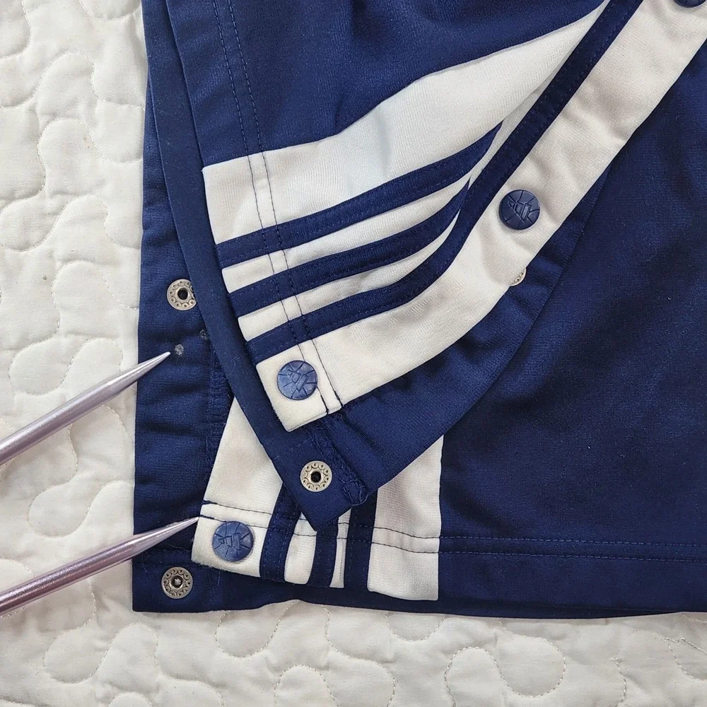 RARE LOGO Adidas Vtg Full Snap Tear Away Track Sweat Pants Blue 3 Stripes 36 37